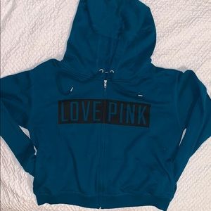 Victoria Secret PINK Zip-up Teal Hoodie